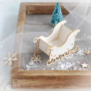 3d santa sleigh decorative laser cut chipoard