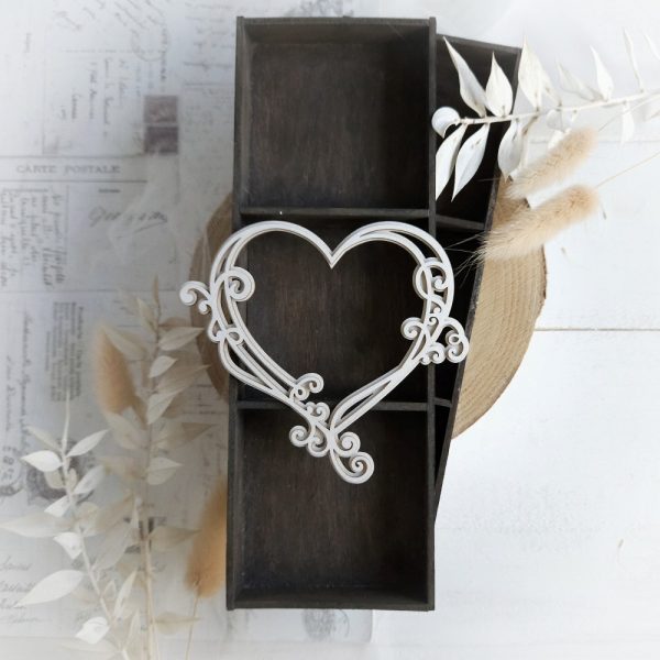 2 layer heart decorative laser cut chipboard embellishment