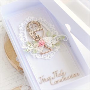 handmade personalised first holy communion card decorated with chalice