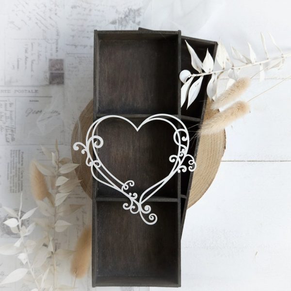 decorative laser cut heart chipboard embellishment