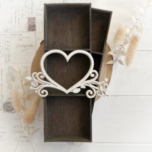 2 layer decorative laser cut heart chipboard embellishment