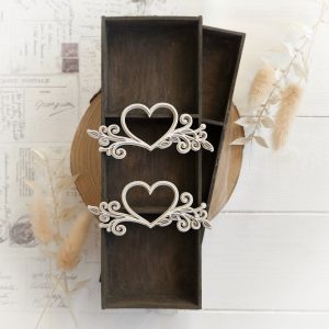 2 layer decorative laser cut heart chipboard embellishment set of two